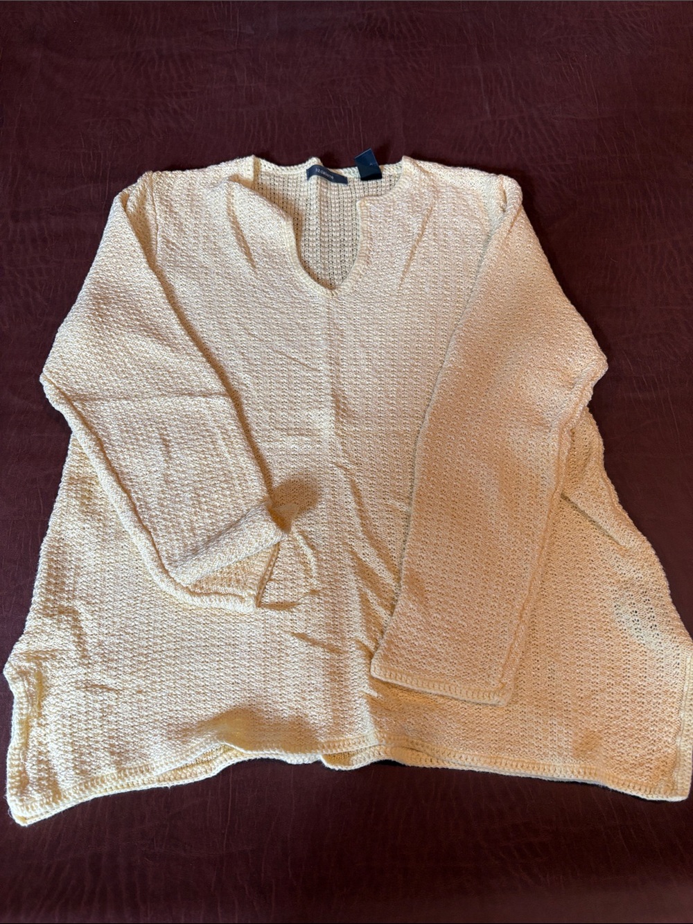 Cream Textured Knit Women's Sweater with Keyhole Neck